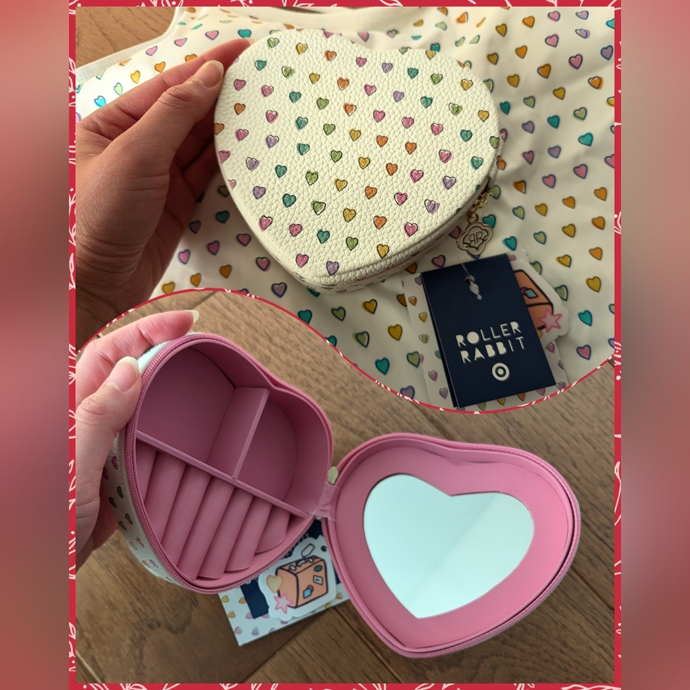 NEW! ROLLER RABBIT Target Disco Hearts Wave Heart Shaped Jewelry Box